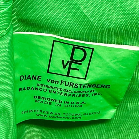 Diane von Fürstenberg Canvas Weekender Swirl Heart Print Navy/White Green Lining - Picture 12 of 15